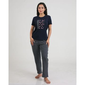 Cotton Nightsuit (Navy/Grey)