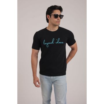 Pique Round Neck TShirt (Black Ptd.)