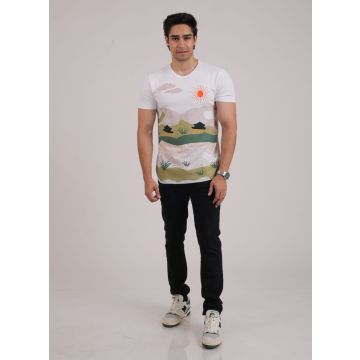 Pique Round Neck TShirt (White)
