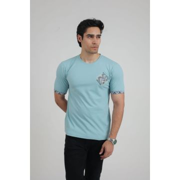 Pique Round Neck TShirt (Sky Ptd.)