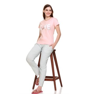 Cotton Pyjama Set Pink & White