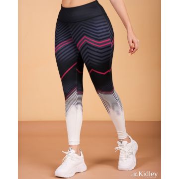 Women dry fit legging with pocket white and black 