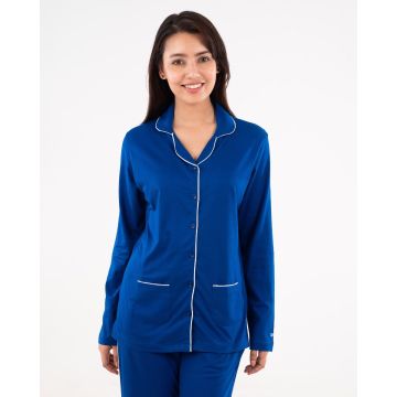 Sky blue Cotton Button-Up Nightwear Set – Elegant, &Comfortable 