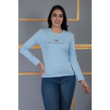 Cotton Lycra Top full sleeve Sky