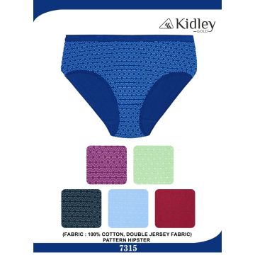 Women Hipster Cotton Double Jersey Fabric Pattern Panties (7315)