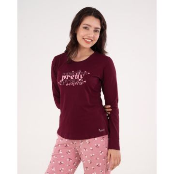 Wine floral 100% cotton nightwear