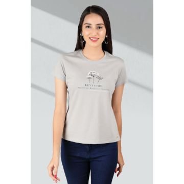 Grey Women Short Cotton Tee