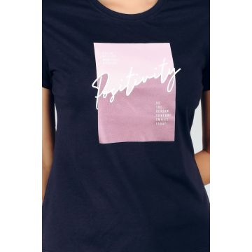 Navy Women Short Cotton Tee