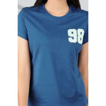 Royal Blue Women Short Cotton Tee