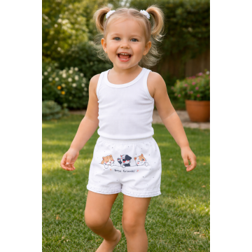 ComfortEase White Printed Cotton Bloomers for Kids – Pack of 6