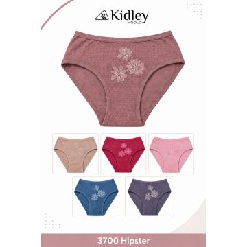 Kidley 3700 women's double jersey cotton floral hipster panty in assorted colours