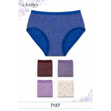 Kidley 7127 women's cotton-stretch textured full-coverage panty in assorted colours