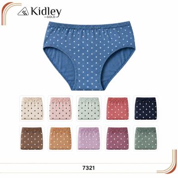 Kidley 7321 women's cotton-stretch polka-dot hipster panty in blue and assorted colours