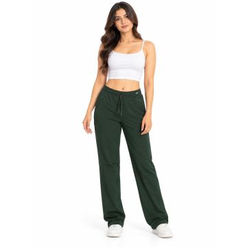 Kidley Women’s Everyday Luxe Track Pants – Forest Green – front view