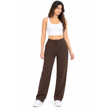 Women’s Cotton-Lycra Loop-Knit Everyday Luxe Track Pants – Chocolate Brown