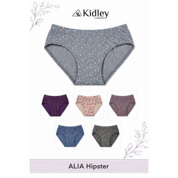 Kidley Alia women's cotton-stretch printed hipster panty in blue and assorted colours