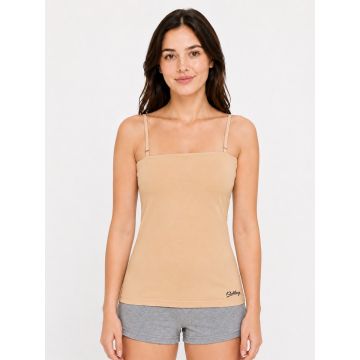 Super Combed Cotton Stretch Slim Fit Square Neck Camisole - Beige Pack of 2