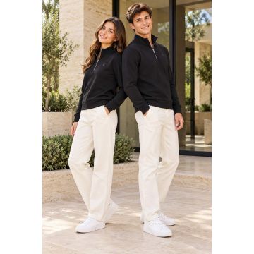 Unisex Bonded Stretch Signature Quarter-Zip Pullover – Classic Black