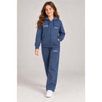  Kidley Coastline Relaxed-Fit Typography Hooded Unisex Kids Tracksuit – Blue
