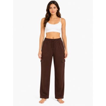 Woman wearing Kidley Brown relaxed-fit drawstring cargo lounge lower