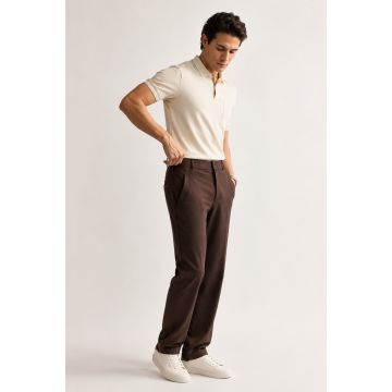 Metro Cotton-Lycra Flex Loop-Knit Trousers – Chocolate Brown