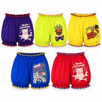 Kidley cotton unisex kids printed bloomers pack of 6 front view