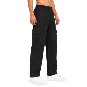 Urban Utility Men’s Cotton Relaxed Fit Cargo Joggers – Black