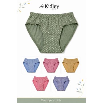 Kidley Eva women's pure cotton printed hipster in sage and light assorted colours
