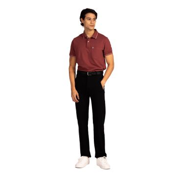 Metro Cotton-Lycra Flex Loop-Knit Trousers – Black
