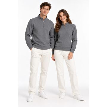 Unisex Bonded Stretch Signature Quarter-Zip Pullover – Graphite Grey