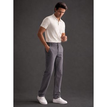 Metro Cotton-Lycra Flex Loop-Knit Trousers – Grey 