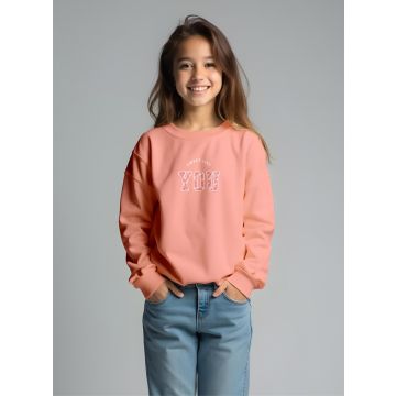 Girls' Stylish Peach 'Sweet Like You' Sweatshirt – Soft & Cozy Casual Wear for Kids