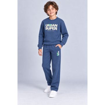 Kidley Boys’ Premium Textured Urban Super Tracksuit – Denim Blue