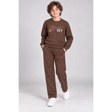 Kidley boys Racing Sport tracksuit in cocoa brown