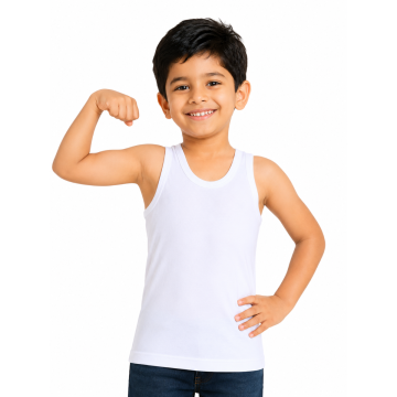 Boys Soft Cotton White Sando Vest Pack of 4 - Comfortable Daily Innerwear