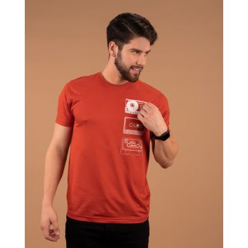 Premium Round Neck Cotton Rust Tee