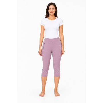 Cotton-Spandex FlexFit Textured Zip Capri – Dusty Lilac