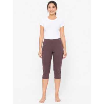 Cotton-Spandex FlexFit Textured Zip Capri – Cocoa Brown