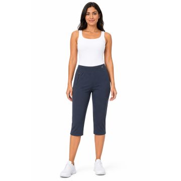 Cotton-Spandex FlexFit Textured Zip Capri – Midnight Navy