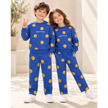 Kids’ Fleece Born to Win Printed Sweatshirt Set – Royal Blue