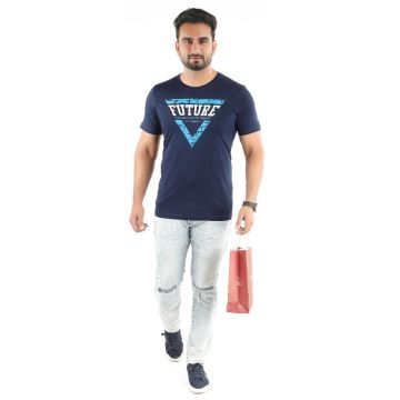 Men Round neck Navy