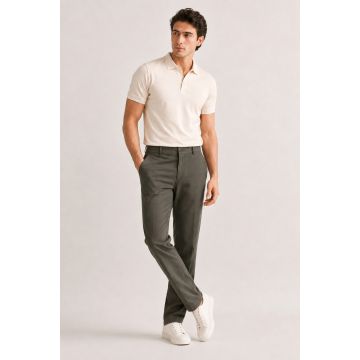 Metro Cotton-Lycra Flex Loop-Knit Trousers – Olive 