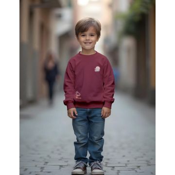 Boys' Wine Sweatshirt with The Giant Print Design – Casual Comfort for Everyday Adventures
