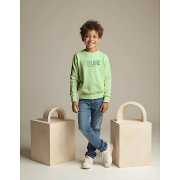 Boys' Pista Sweatshirt with Explore Print Design – Casual Comfort for Everyday Adventures