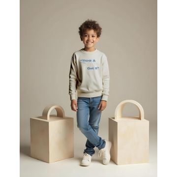 Boys' Grey Sweatshirt with Think & Get It Print Design – Casual Comfort for Everyday Adventures