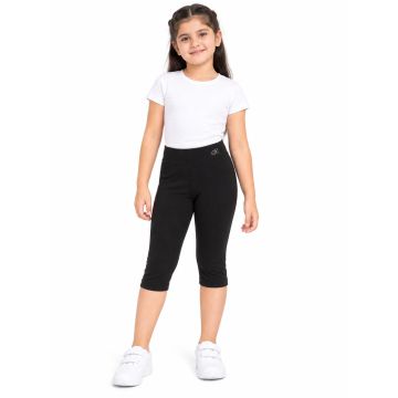 Cotton-Spandex FlexFit Textured Girls’ Capri Leggings – Classic Black