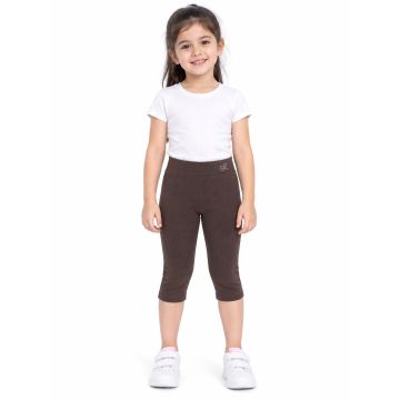 Cotton-Spandex FlexFit Textured Girls’ Capri Leggings – Coffee Brown