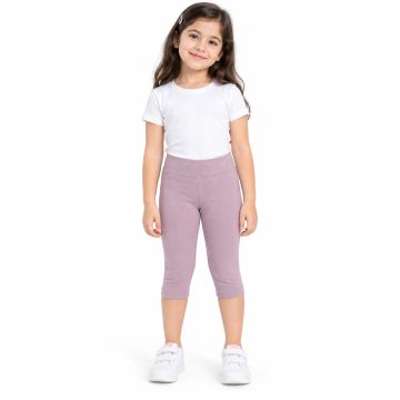 Cotton-Spandex FlexFit Textured Girls’ Capri Leggings – Dusty Mauve