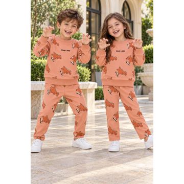 Kids’ Fleece Roar & Ride Printed Sweatshirt Set – Peach