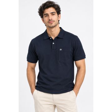 Midnight Classic Cotton Matty Pocket Polo T-Shirt – Navy Blue